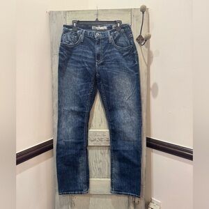 BKE Denim Derek Straight Jeans Mens Dark Wash‎ Size 34